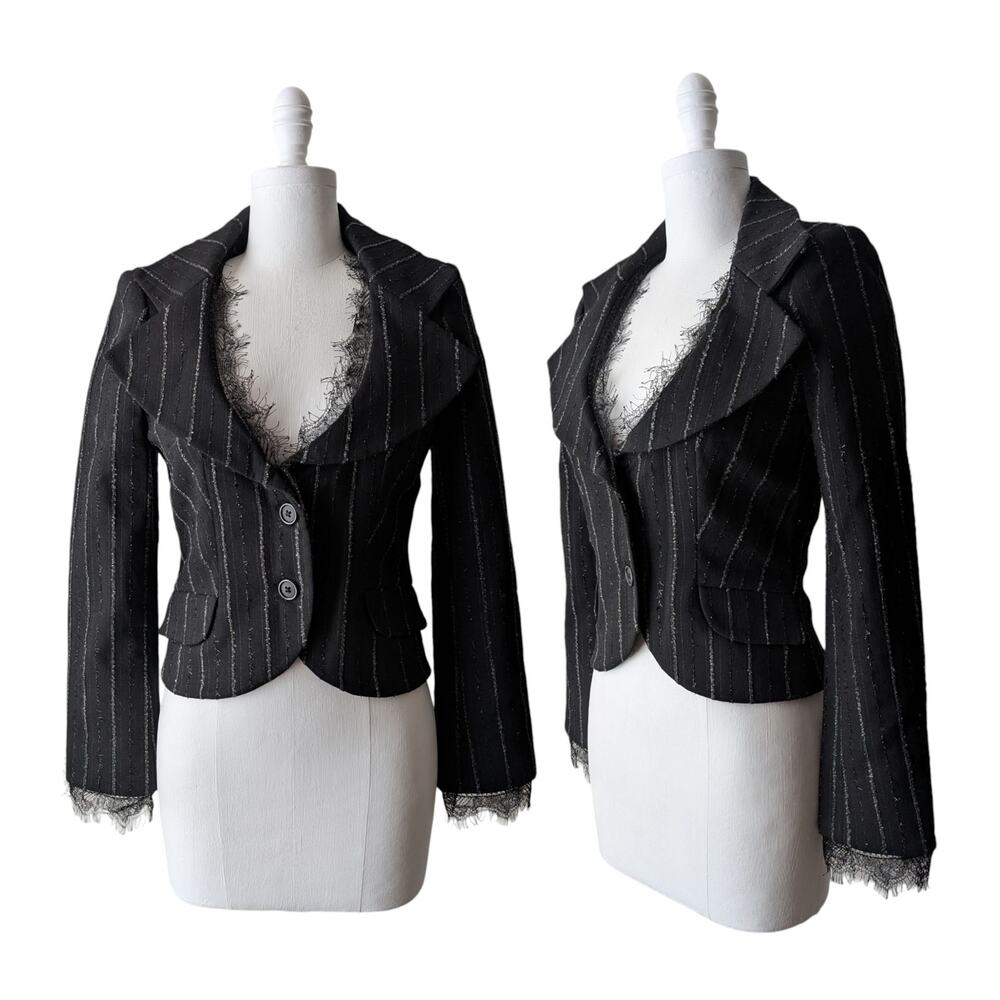 Vintage Cottonade Paris Wool Blend Lace Trim Jacket